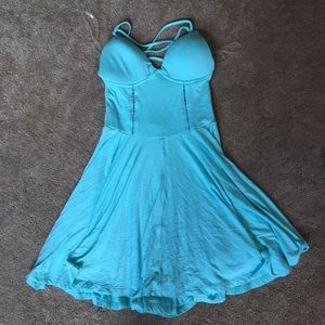 Blue open back dress