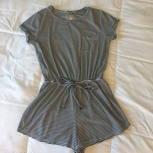 Black and White Stripe Romper