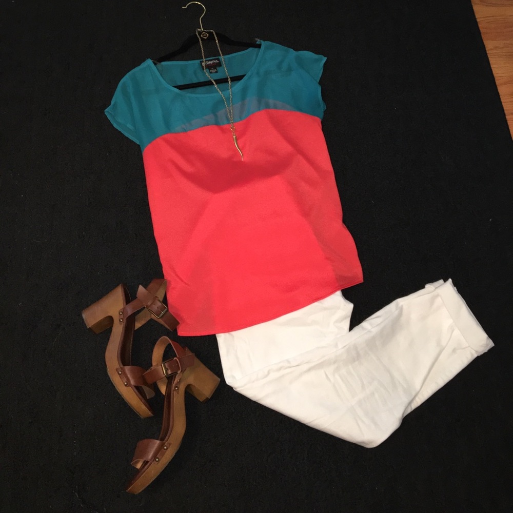 Coral and real blouse