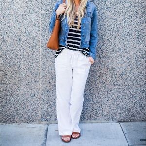 Kirra White Linen Loose-Fitted Pants