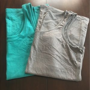Silver and turquoise tank top.