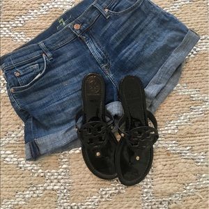 Tory Burch Miller Sandals Black Patent Leather