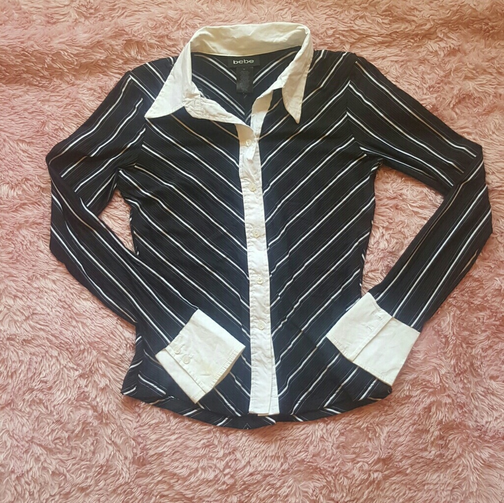 Striped bebe button down