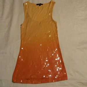 Sequin ombre yellow to orange tank top