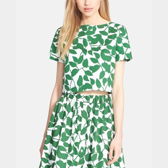 kate spade Tops - Kate Spade • Garden Leaf Poplin Crop Top