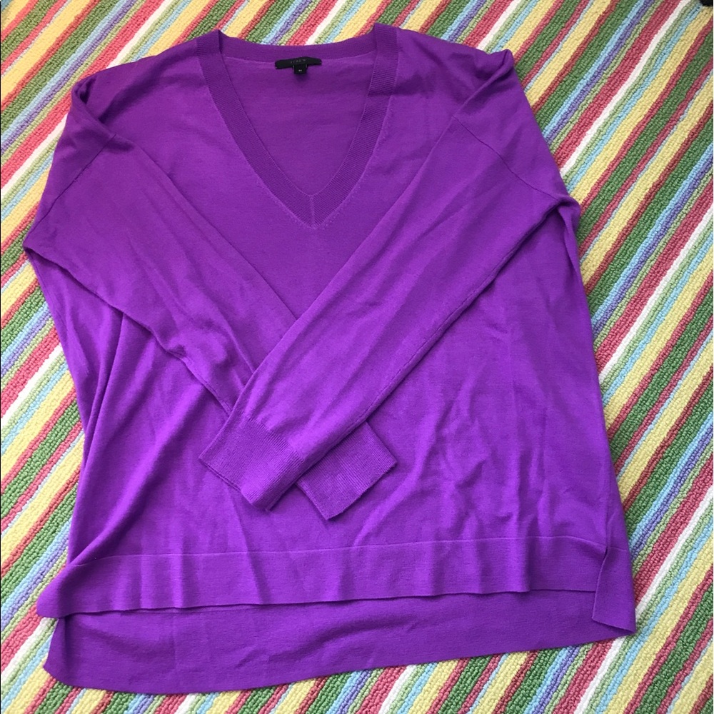 J. Crew Purple Merino Wool V-Neck Sweater