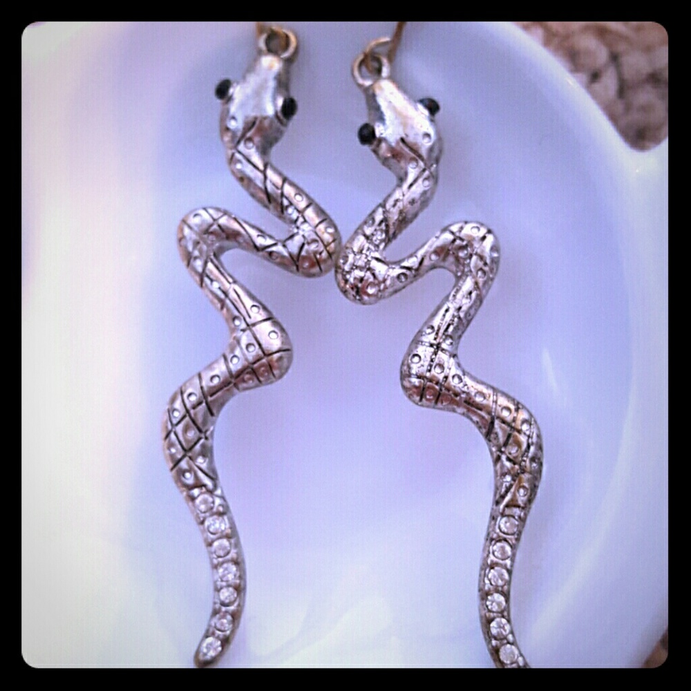Silver Snake Earrings