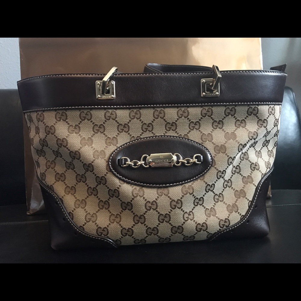 Gucci Canvas Punch Tote Handbag