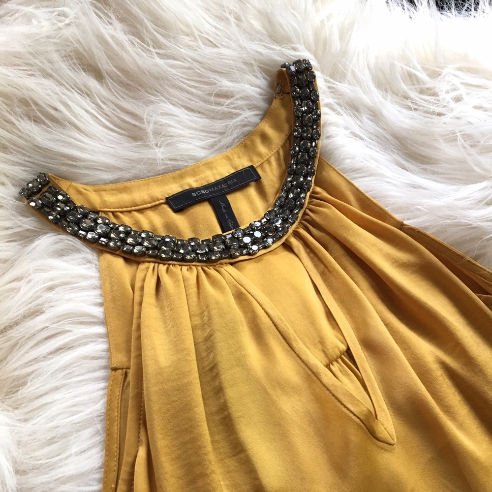 BCBG Maxazria halter with beaded neckline