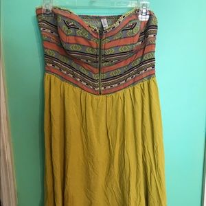 Strapless Aztec Midi Dress