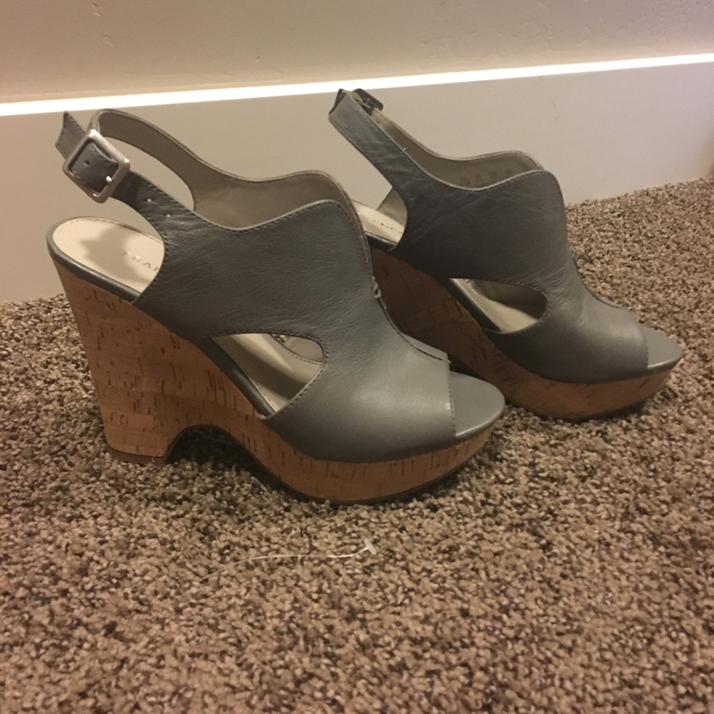 Franco Sarto peep toe slingback cork wedges