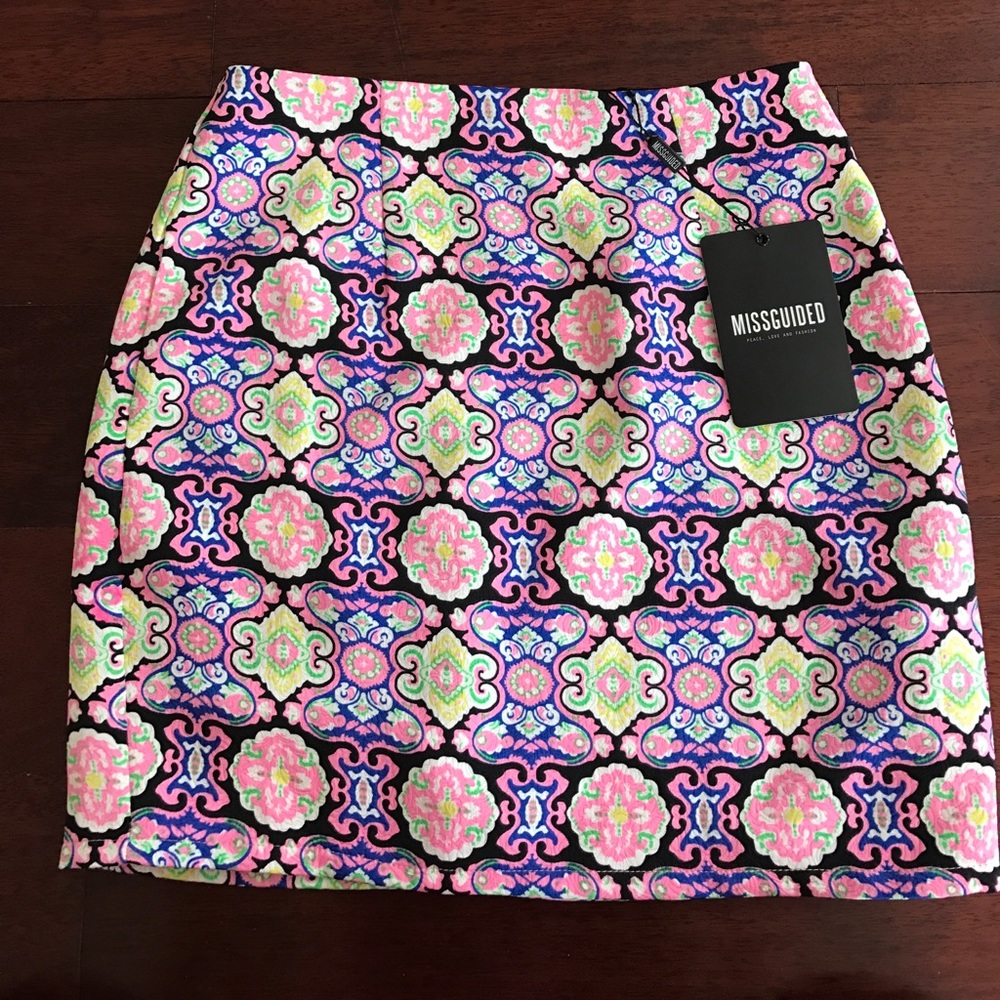 Missguided Print Floral Geometric Skirt 4 Small