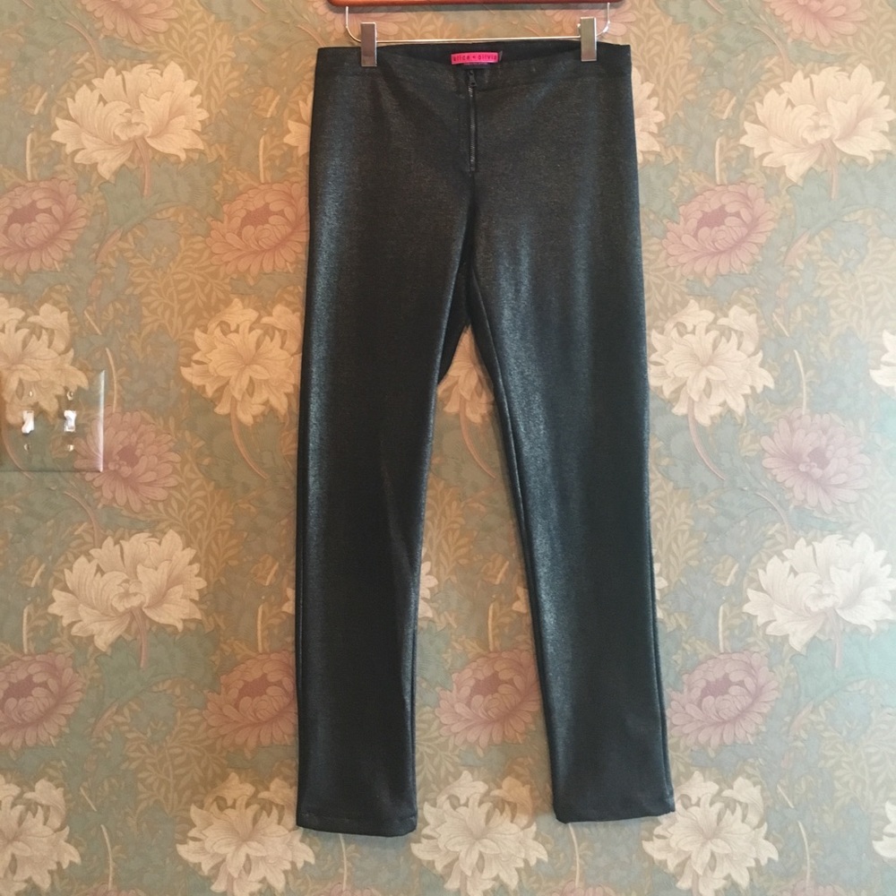 Alice & Olivia black & gold metallic leggings