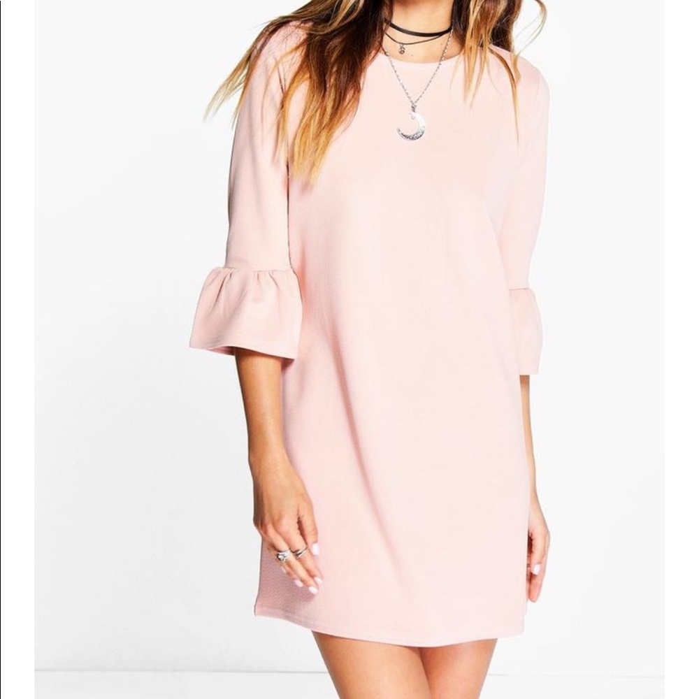 LIGHT PINK RUFFLE SLEEVE DRESS