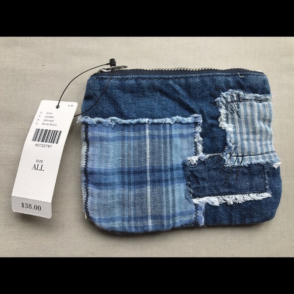 NWT Anthropologie denim patchwork pouch wallet - Picture 2 of 3