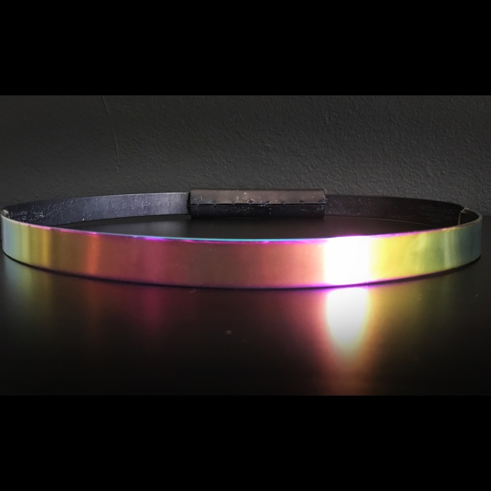 Maison Margiela iridescent metal & leather belt