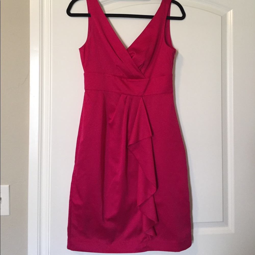 Pink Cocktail dress with front Ruffle detail