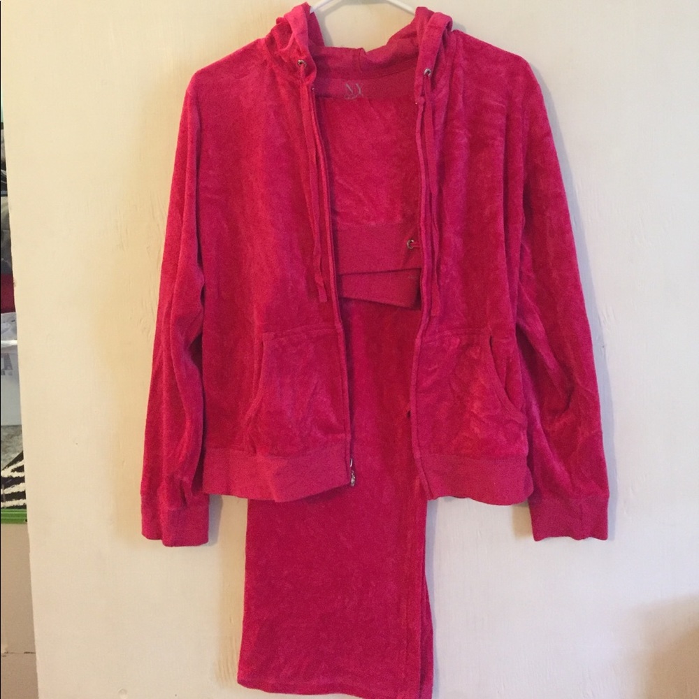 Pink velour sweatsuit