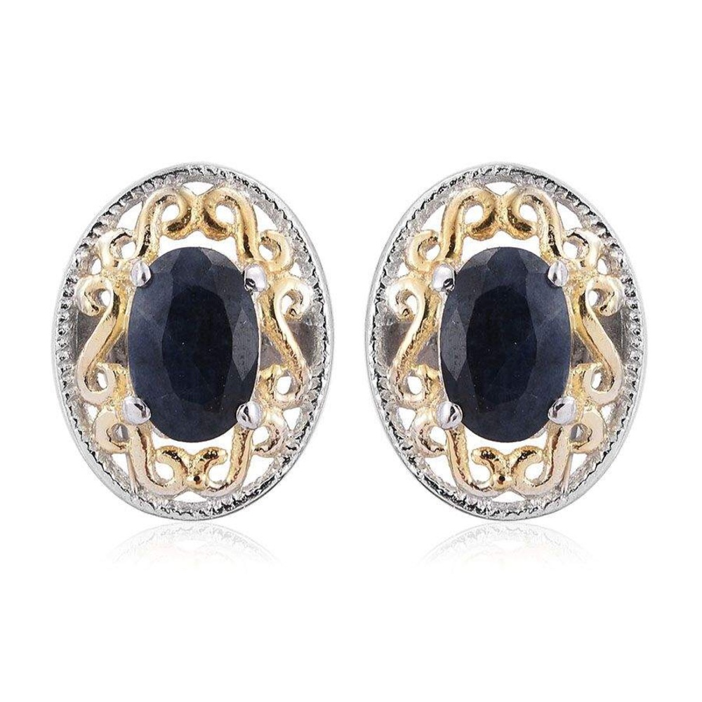 Midnight blue sapphire earrings (genuine gems)