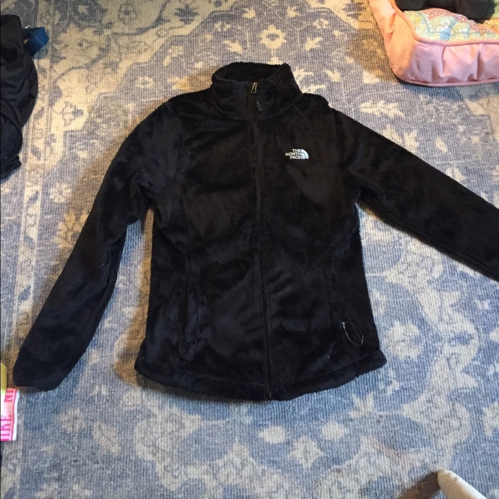 Black fuzzy north face jacket