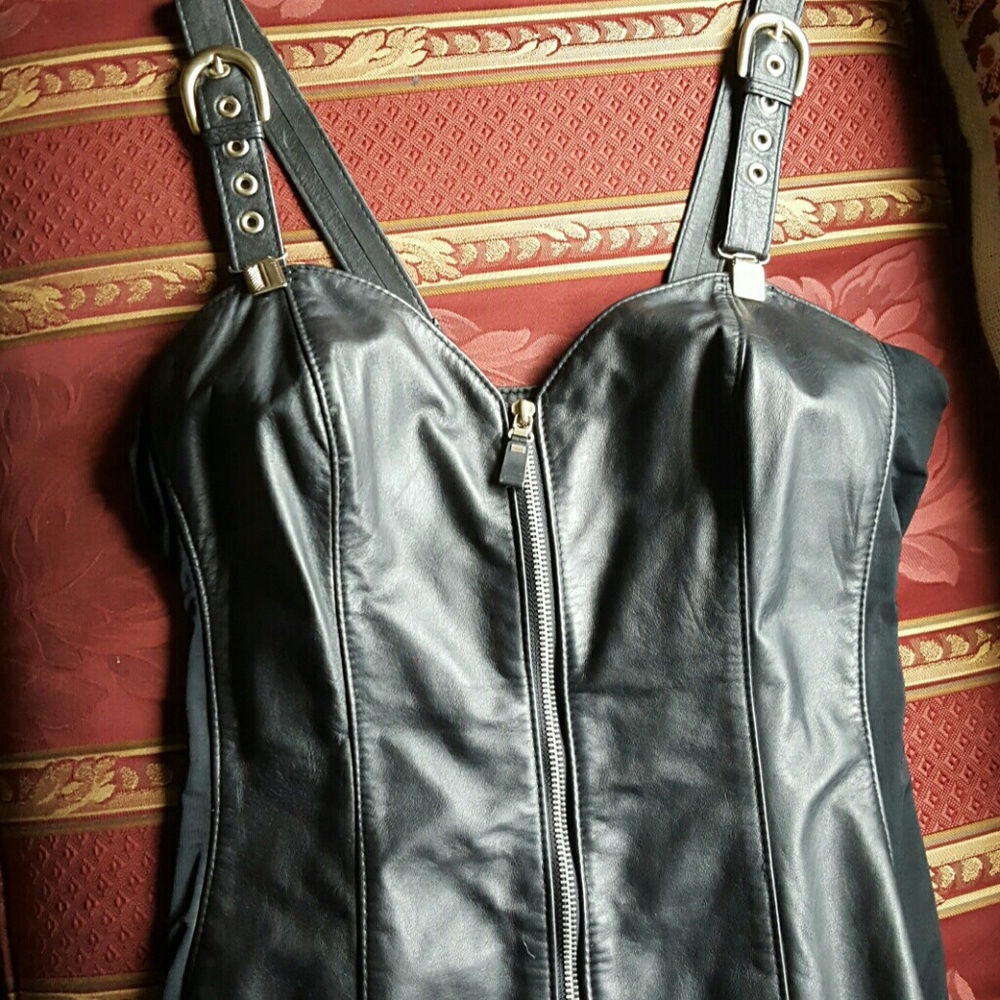Stormy leather minidress punk goth sexy med/lg?