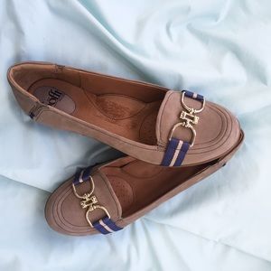 Sofft Women's Leather Flats - Tan & Blue - Size 10