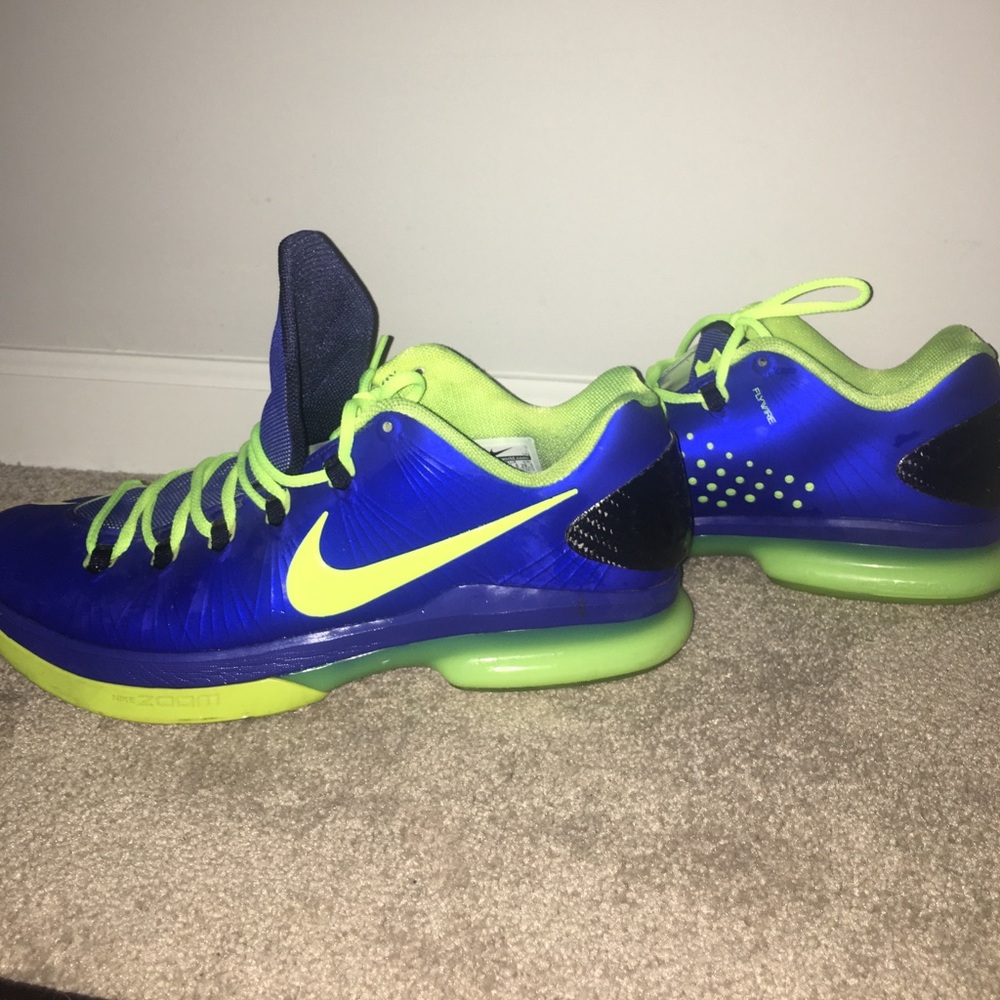 Blue and green KDs Nikes