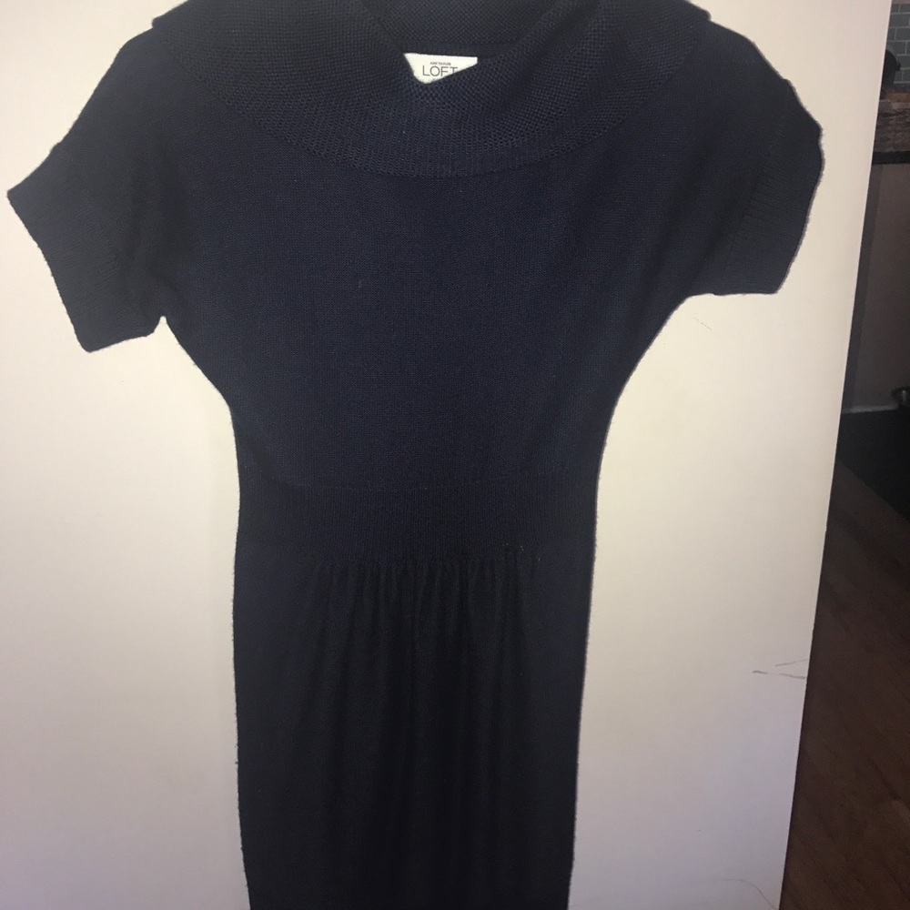 Navy Cowl Neck Dress