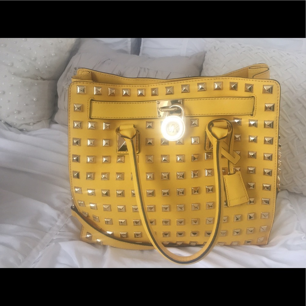 Michael Kors Saffiano Large Studded Hamilton Bag