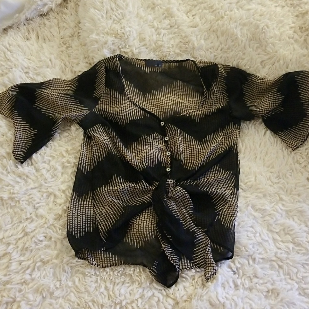 Flirty Tie Waist Flowy Blouse