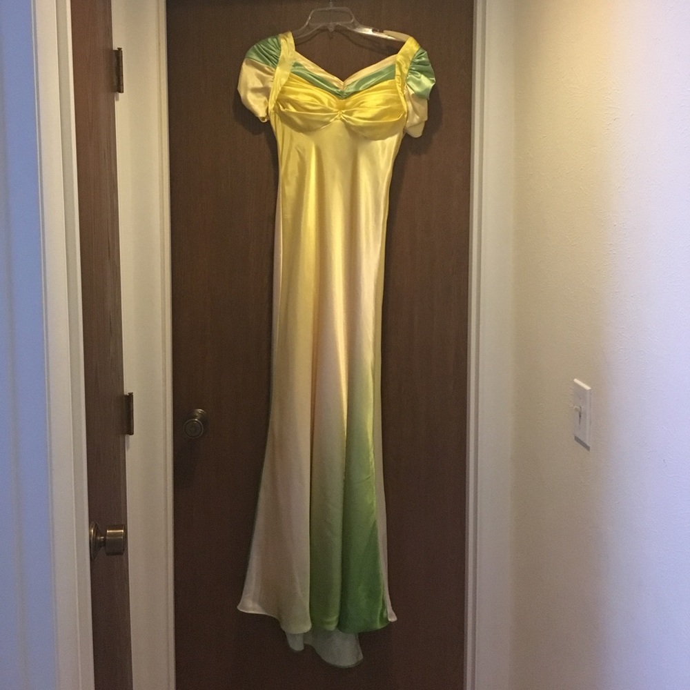 Ombré Yellow to Green Formal Dress