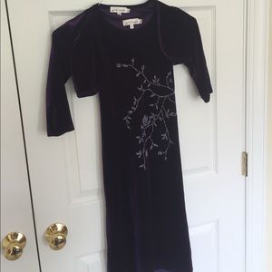 Purple Velvet Dress w/Cropped Sweater