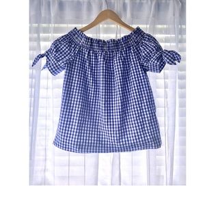 00 J.Crew NWT Gingham Off-the-Shoulder Top