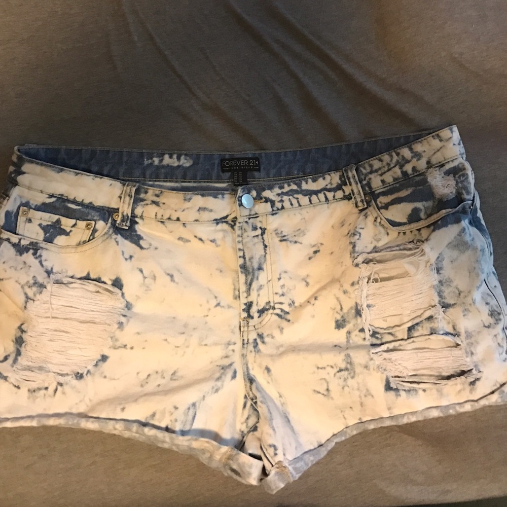 Bleached Denim Shorts