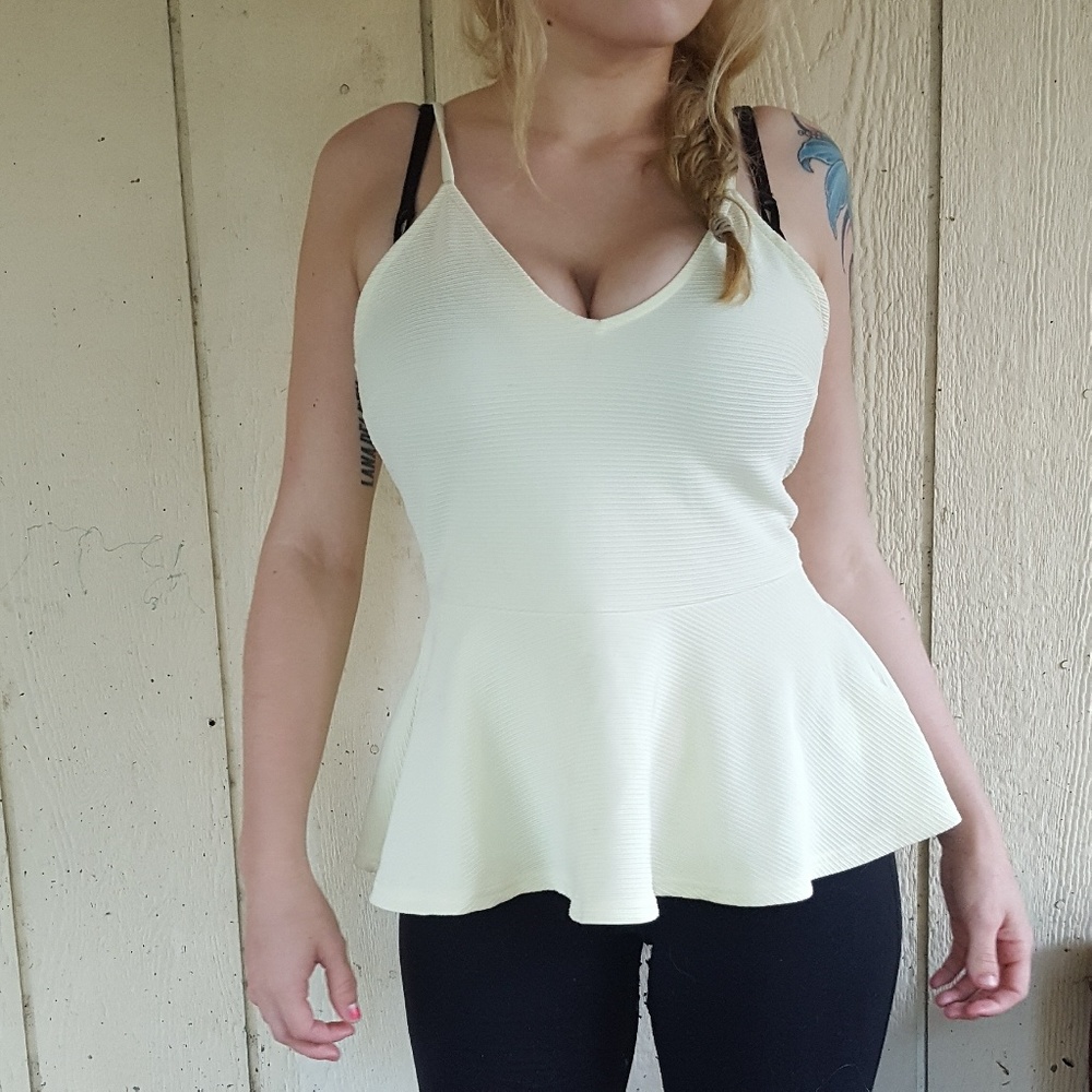 Pastel Yellow Peplum Tank Top