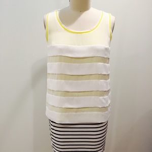 LOFT Ann Taylor Yellow White Sleeveless Blouse