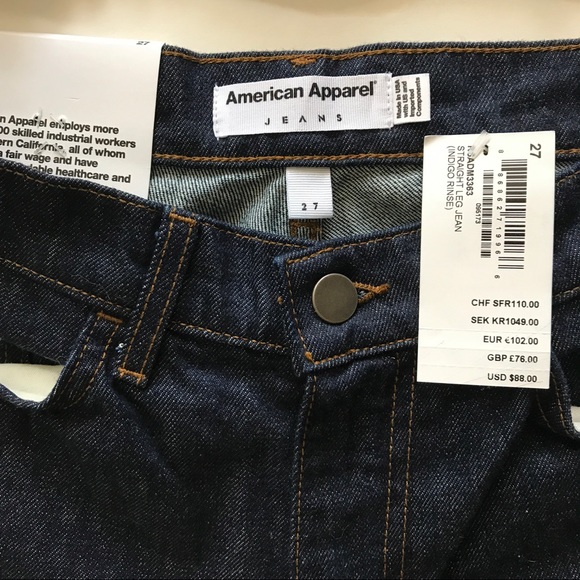 American Apparel Straight Leg Jean NWT RARE - Picture 2 of 7