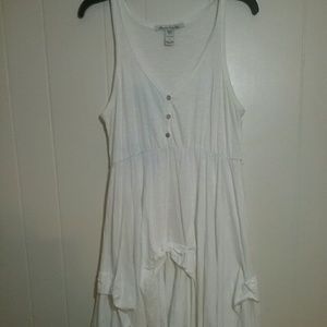 Cream tank dress with brown belt