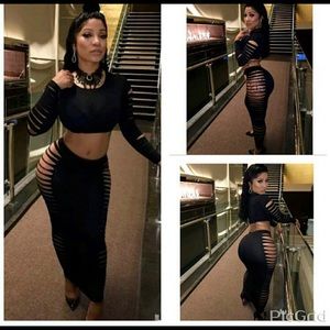 slit two piece skirt set