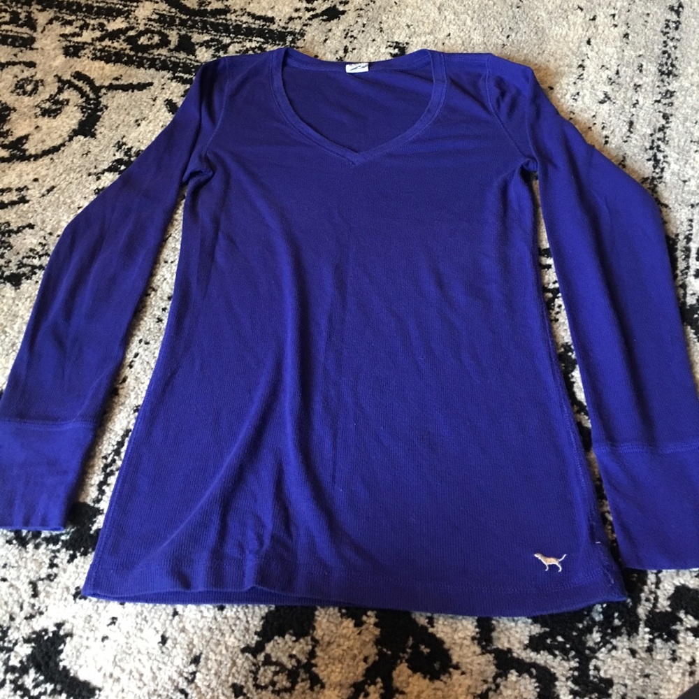 PINK long sleeve waffle knit tee