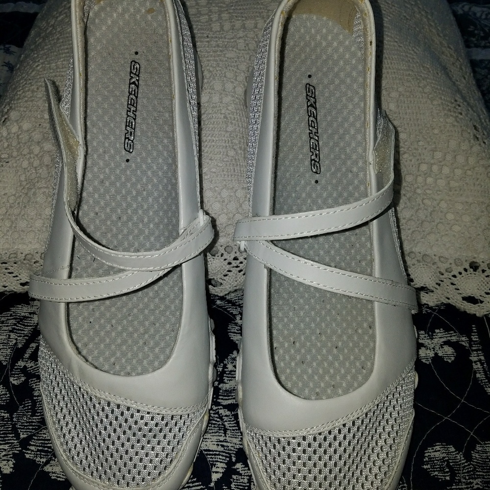 White Mary Jane Skechers size 9