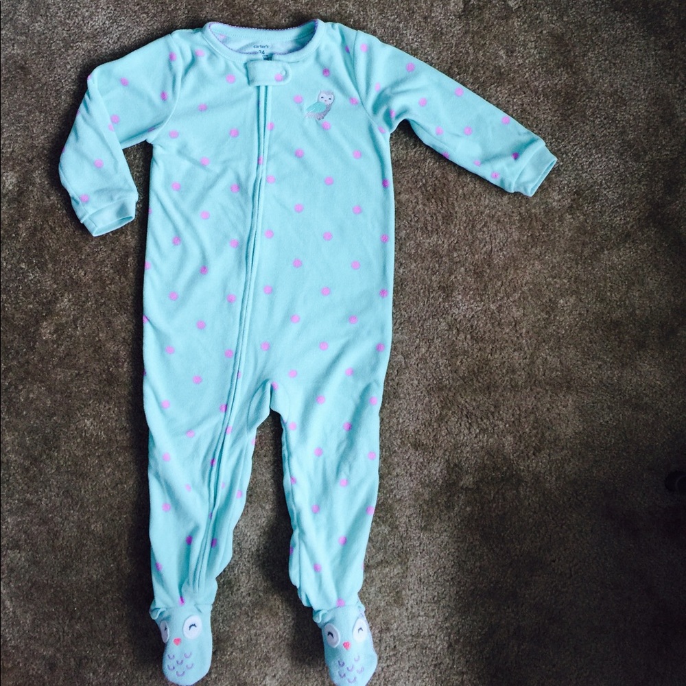 Carter's polka dot print fleece overall pajama 24M