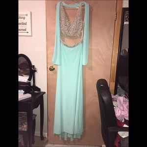 Mint colored prom dress
