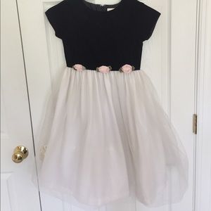 Classic Puffy B&W Dress w/Pink Roses