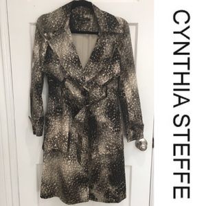 Cynthia Steffe Leopard belted trench coat size 2