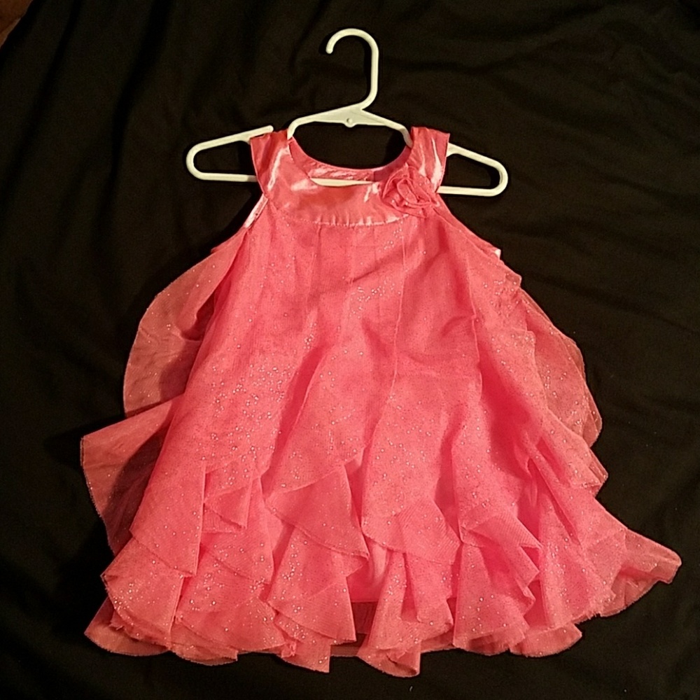 Girls 2T hot pink sparkle-ruffle dress