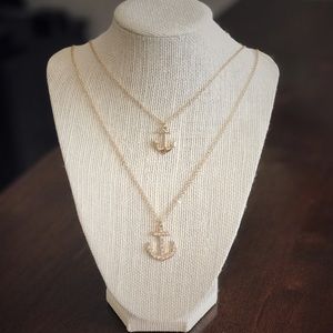 Golden Double Anchor Jewelry Set