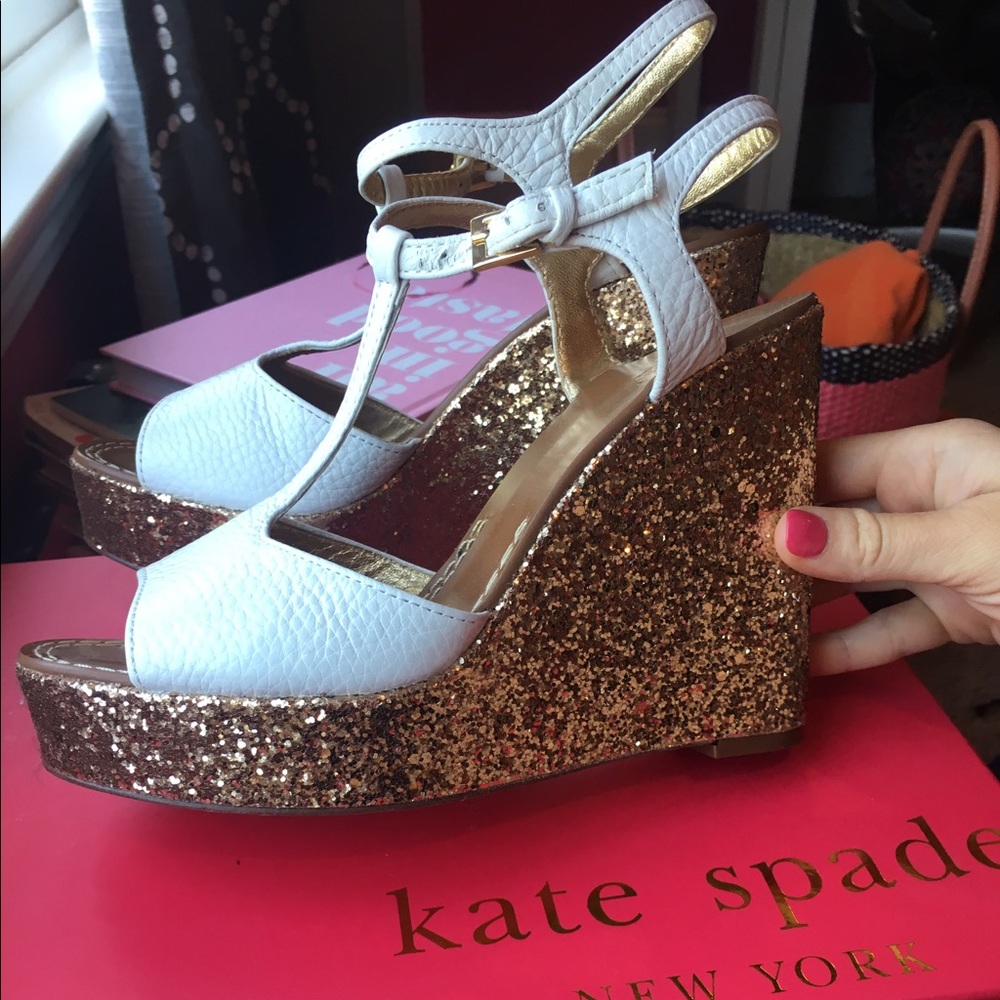 Kate Spade glitter wedges