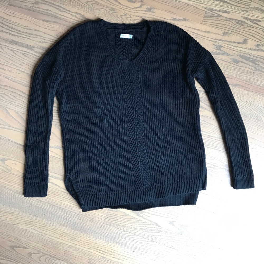 Vince Directional Rib V-Neck Sweater - Cotton