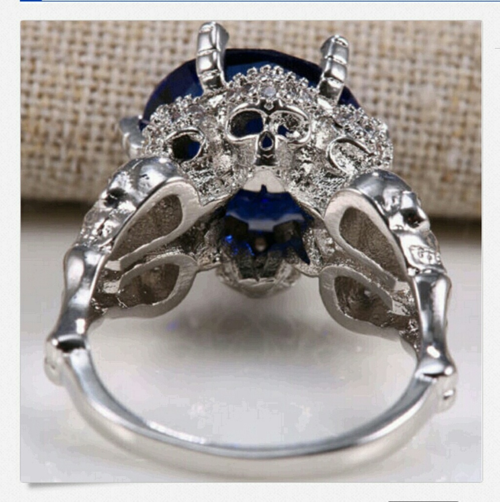 Skulls and tanzanite ring, .925 solid sterling - Picture 4 of 4